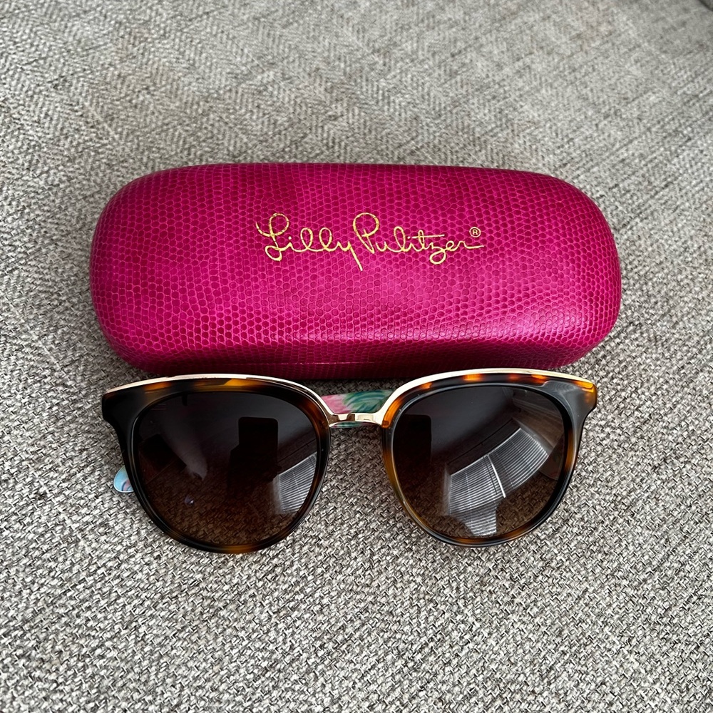 Lilly Pulitzer Tortoise Sunglasses with Vibrant Pink Case